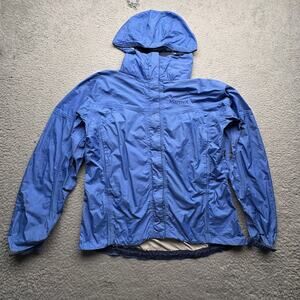 Marmot Blue Waterproof Windbreaker Jacket Women Medium Full Zip Blue F1027-1-MBD